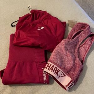 Maroon Gymshark 3 Piece set